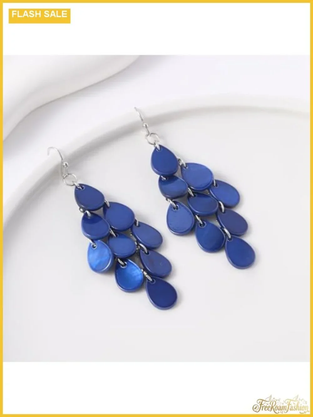 Shell Teardrop Dangle Earrings Long Layered Rhombic Drop Statement Beach Jewelry